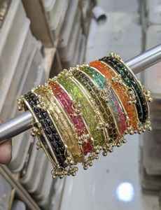 Latest Collection Handmade Women Bridal Kashmiri Churiyan <b>Bangles</b> Pearl Trendy Geometric Design Customizable Colors Sizes - Product Image 3