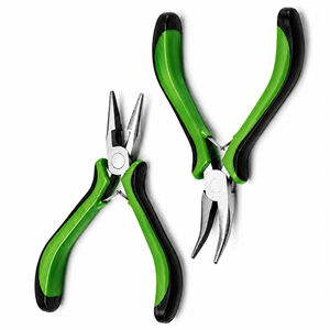 MANAN INSTRUMENTS Mini Needle Nose Bent Nose <b>Pliers</b> <b>Set</b> Green Black Handle Stainless Steel Jewelry Tools for - Product Image 1