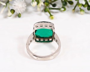 Bague en aventurine verte naturelle en argent sterling 925 – Bague statement en pierres précieuses faite à la main pour femme |   Fournisseur en gros de bijoux en argent - Product Image 2