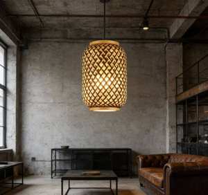 Handmade Bamboo Rattan Pendant Light Oval Weave <b>Lantern</b> Warm Ambient bohemian rattan light <b>Lamp</b> for Home Restaurant Hotel - Product Image 2