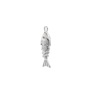 Pendentif breloque en laiton plaqué argent avec zircone cubique orange en forme d'œil de poisson pour la fabrication de bijoux et colliers - Product Image 2