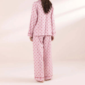 Conjunto de Pijama de Algodón Premium para Mujer, Elegante Ropa de Dormir de Dos Piezas, Ropa de Casa Cómoda, Logotipo Personalizado, Fabricante OEM - Product Image 2