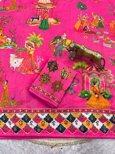 Sari de Chinnon Estampado, Sari de Chinnon con Trabajo Manual Meher, Sari con Latkan Pesado, Sari de Chinnon Premium, Sari Tradicional de Diseño de Lujo - Product Image 4