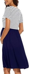 Camisa y faldas para lactancia materna, ropa de maternidad con estampado de rayas, vestidos de buena calidad para mujeres embarazadas, vestido transpirable - Product Image 3