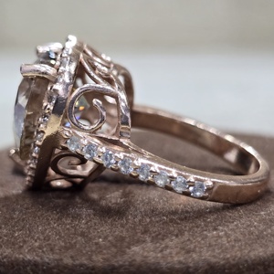 แหวนพลอยเพชรโมอิสตัดรูปหัวใจทันสมัย925สเตอร์ลิงเงินแฮนด์เมดตั้งค่าฝา - Product Image 4