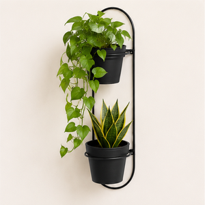 Modern Minimalist Metal Wall Mounted Plant Stand 2-Tier Powder Coated Iron Flower <b>Pot</b> <b>Holder</b> for Indoor Living Room & Balcony - Product Image 5