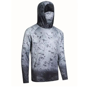 Custom High Quality Men's Long Sleeve Fishing Shirt With Hood Sublimation Print UPF 50 Anti-Uv Protection Pullover - Product Image 2