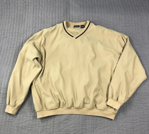 Sudadera con capucha para hombre, color beige, cuello en V, cortavientos, camisa de golf, chaqueta con forro de poliéster, venta al por mayor con logotipo OEM, nombre del equipo personalizado - Product Image 1