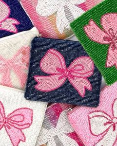 Pink Bow Beaded Coin <b>Purse</b> <b>Cute</b> Girly Aesthetic Pouch - Product Image 1
