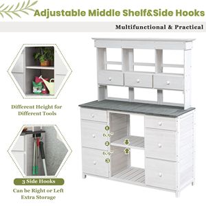 Tavolo da Giardinaggio Rustico ed Elegante con Cassetti Multipli e Ripiani per un Comodo Stoccaggio - Product Image 3