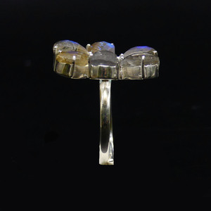 Anillo Clásico de Plata de Ley 925 con Piedra Lunar Blanca Arcoíris y Topacio Azul para Mujer, Ideal para Fiestas - Product Image 3