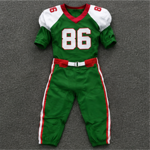 Conjunto de Uniforme de Fútbol Americano Verde para Hombre Adulto, Jersey de Manga Corta con Cuello en V Estampado y Pantalones con Cinturón, 100% Poliéster Transpirable - Product Image 1