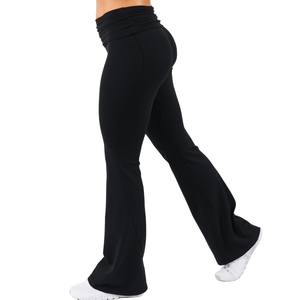 กางเกงเลกกิ้งเอวสูงทรงขาบานสีดำ ยืดหยุ่นได้ เหมาะสำหรับโยคะ ออกกำลังกาย ฟิตเนส กระชับหน้าท้อง ใส่สบาย ทรงสวย - Product Image 5