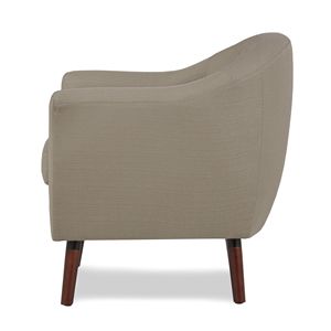 Poltrona Accent con Finitura Espresso e Rivestimento in Tessuto Beige, Trapuntata a Bottoni, in Legno Massello, 1 Pezzo, per Soggiorno - Product Image 5