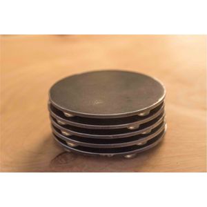 Ensemble de 6 sous-verres minimalistes en métal brossé |   Sous-verres de style nordique en acier inoxydable avec support de rangement – Vaisselle haut de gamme - Product Image 5