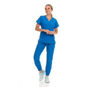 Hot Sale Hospitals Nursing Scrub Suits For Ladies Blue Color Regular Fit Anti-Bacterial Breathable <b>Doctors</b> Uniforms - Product Image 4