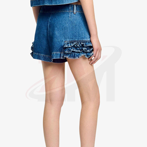 Vêtements en denim tendance streetwear, hauts et shorts vintage délavés pour femmes, taille haute, mode pour usage quotidien - Product Image 2