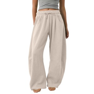 Fashion Women's Hip Hop Winter Baggy Leg Sweatpants <b>Drawstring</b> <b>Trousers</b> Elastic Waist Wide Leg 100% Cotton Streetwear Pockets - Product Image 3
