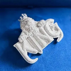 Colgante Personalizado de Moissanita Real de Corte Redondo de 3.50Ct, Chapado en Oro Blanco de 14K sobre Plata de Ley, Regalo Hip Hop para Mujer - Product Image 3