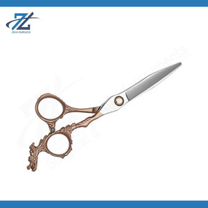 Ciseaux de barbier de qualité supérieure, lame de rasoir, ensemble de ciseaux de coiffure en couleur or avec magnifique étui en cuir et PU, kit de sécurité pour salon - Product Image 3