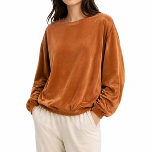 Sweat-shirt long surdimensionné en velours pour femme, doux, confortable, élégant, décontracté, respirant, séchage rapide, doublé, idéal pour l'automne - Product Image 1