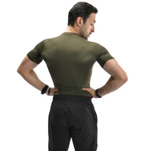 Camiseta Deportiva de Manga Corta para Hombre, Color Verde Oliva, Cuello Redondo, Corte Ajustado, Transpirable, para Gimnasio, Entrenamiento, Running, Ejercicio, Fitness - Product Image 6