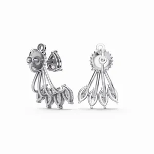 Boucles d'oreilles en diamant de culture en forme de poire Marquise céleste en or blanc 18 carats, 10 pièces, certifiées IGI pour femmes - Product Image 3