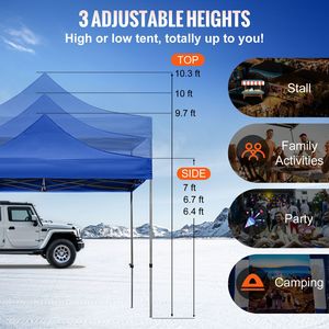 Carpa Plegable de 10 x 10 Pies con Paredes Laterales Extraíbles, Bolsa con Ruedas, Resistente a los Rayos UV, Impermeable y Aislante para Exteriores, Patio o Gazebo - Product Image 4