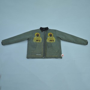 Blouson bomber homme vert olive de haute qualité avec imprimé Jésus, détails rivets, style streetwear, col rabattable, fermeture éclair, idéal pour l'automne - Product Image 5