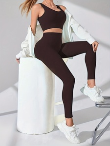 Conjunto Deportivo Informal para Mujer, Top Corto y Pantalones Cortos, Ropa Deportiva Transpirable para Yoga, Gimnasio, Ejercicio y Uso Diario - Product Image 3