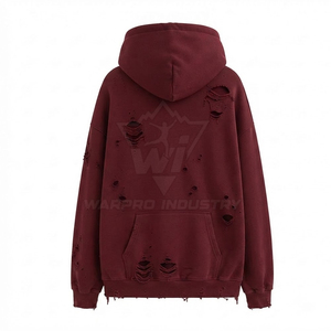 Sudaderas con Capucha Estilo Streetwear para Mujer, Algodón Premium, Fabricación OEM ODM, Sudaderas Casuales con Efecto Desgastado - Product Image 2