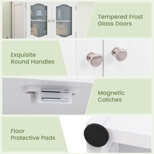 Bathroom Furniture Storage Cabinet with Elegant Glass Doors and Shelves - Product Image 4