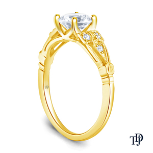 Bague de fiançailles vintage en or 10K style Milgrain avec diamant (naturel) central, vente en gros et au détail OEM - Product Image 5