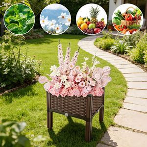 Lightweight PP Material Self-Watering Elevated Garden Bed <b>Planter</b> <b>Box</b> 3 Size Options for Convenient Flower Pot <b>Planter</b> Container - Product Image 1