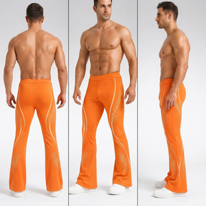 Leggings évasés pour hommes de haute qualité, taille basse élastique, imprimés, respirants, en polyester, pour le yoga et le fitness - Product Image 5