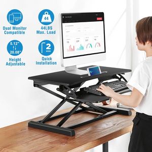 Height Adjustable 31.3-Inch Standing Desk Dual Monitor <b>Workstation</b> Laptop Compatibility Sit-Stand Converter Tabletop <b>Computer</b> - Product Image 2