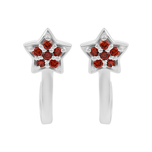 Pendientes de Plata de Ley 925 con Forma de Estrella y Circonitas Rojas, Estilo Bonito para Uso Diario de Mujeres - Product Image 1