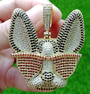 Collar con Colgante de Perro de Latón Chapado en Oro, Cadena de Cuerda con Circonitas, Joyería Hip Hop para Mascotas, para Hombres y Mujeres - Product Image 3