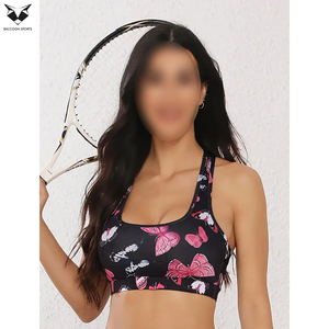 Soutien-gorge de sport pour femme à haute élasticité avec imprimé papillon, vêtements de fitness, yoga, gym, vêtements de sport respirants, soutien-gorge de sport uni - Product Image 3