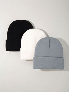Gorro unisex de punto para invierno, gorro con puños acanalados para uso diario al aire libre - Product Image 1