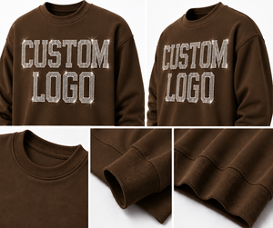 Sudadera de Cuello Redondo para Hombre, Diseño con Letras de Pedrería, Corte Regular Informal, Estilo Otoñal, Tejido de Punto - Product Image 4