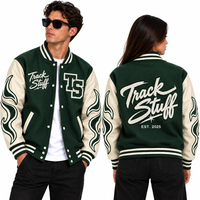 Veste universitaire personnalisée pour homme en laine et coton, col montant, logo brodé sur le devant, style streetwear, hiver