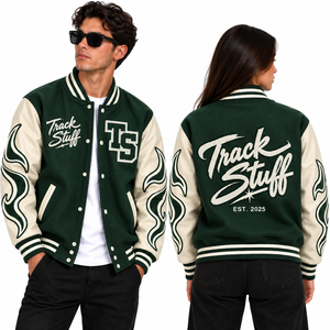 <b>Track</b> Stuff Custom <b>Mens</b> Varsity Letterman <b>Jacket</b> Wool Cotton Stand Collar Custom Embroidered Logo Front Streetwear Winter - Product Image 4
