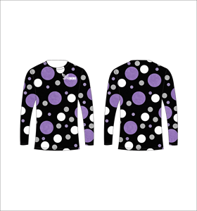 Maillot de sport personnalisé à manches longues en sublimation, léger, avec motif circulaire violet et blanc, vêtements en gros - Product Image 1