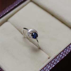 Bague saphir bleu en argent sterling S925, bijou élégant, cadeau pour elle, bijoux fins, bague pour femme - Product Image 1