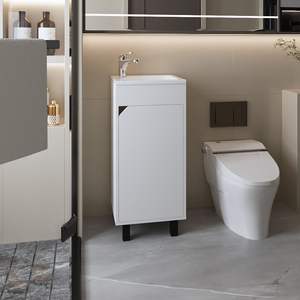 Mobili FM bagno integrato con lavello bianco integrato e rubinetto collezione Quartzsite - Product Image 1