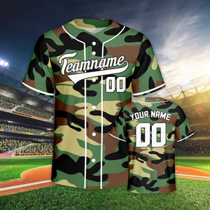 Maillot de baseball camouflage 100 % polyester entièrement personnalisé, respirant, en maille, col en V, séchage rapide, unisexe, ensemble de softball, meilleure vente - Product Image 5