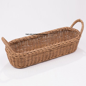 Natural Round Rattan Tray Restaurant Snacks and Serving <b>Baskets</b> Handmade Woven <b>Storage</b> <b>Wicker</b> Crafts - Product Image 2