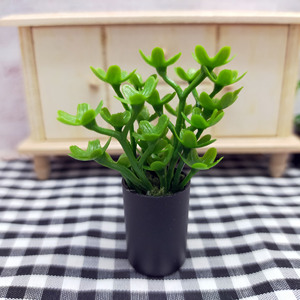 Accesorios para casa de muñecas en miniatura, maceta para plantas, maceta con hojas verdes, cilindro negro para decoración del hogar, decoración de paisajes para mayores de 14 años - Product Image 4