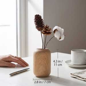 Jarrón de flores de madera de estilo nórdico personalizable para decoración minimalista del hogar con diseño simple y acabado natural suave. - Product Image 5